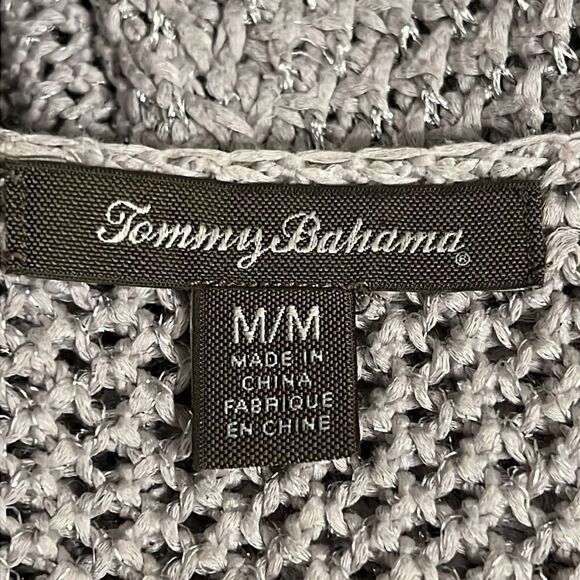 Tommy Bahama Grey /Silver Metallic Thread V-Neck Pullover Sweater Size M - Picture 8 of 10
